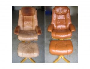 Chair, damaged by oil saturation, refurbished professionally