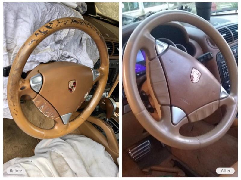 Repair and restoration of leather steering wheel