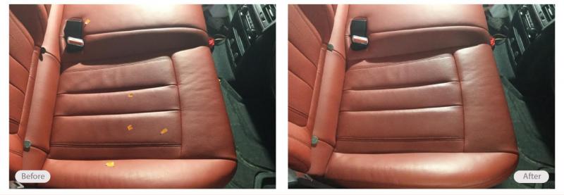Damaged leather car seat restored to look great again!