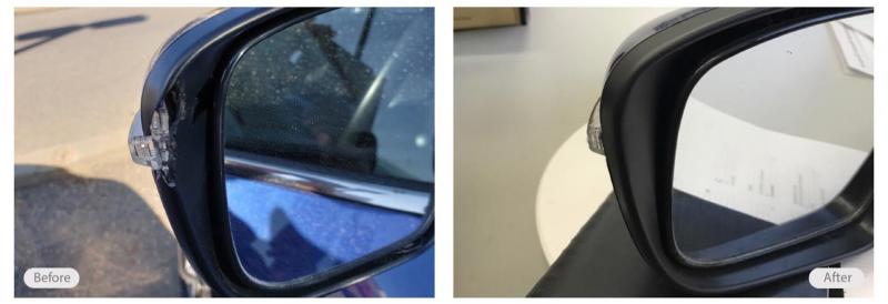 Vehicle mirror plastic exterior repaired