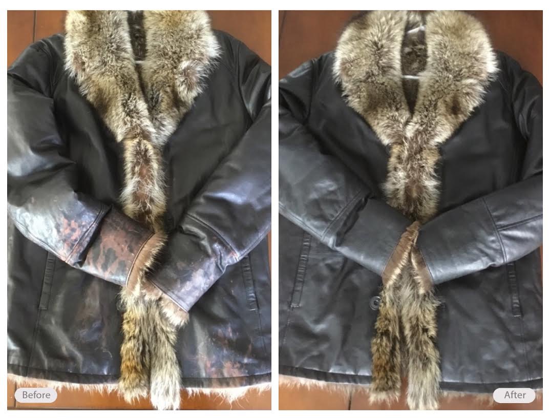 Leather coat restoration and re-dye 