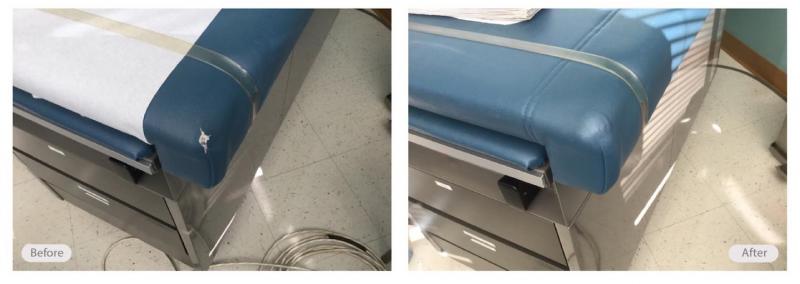 Medical vinyl repair without recovering