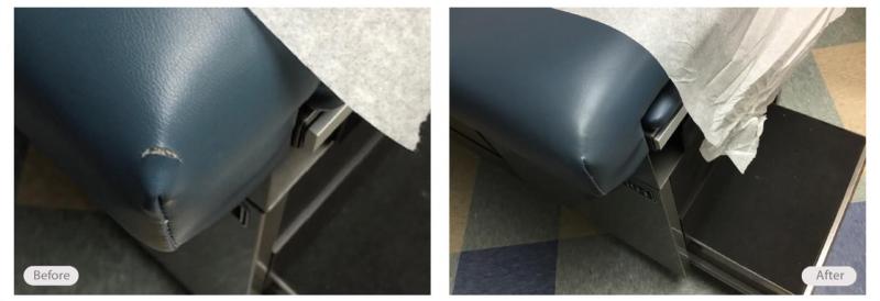 Examination table vinyl corner repair