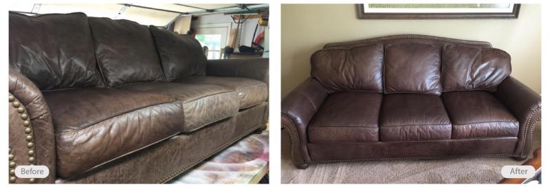 Aniline sofa reconditioned with fresh look