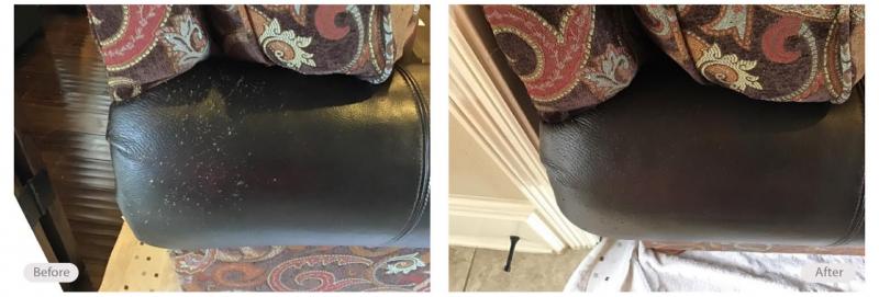Cat scratches repaired on leather chair