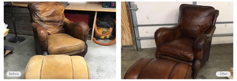 Leather chair redye and restoration