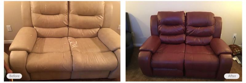 Leather loveseat redye