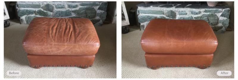 Leather ottoman redye and restoration